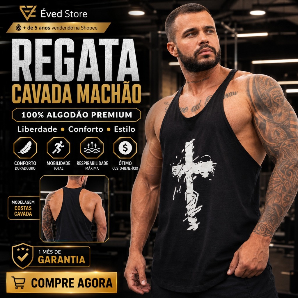 Camiseta Regata Masculinas Cavada Estampada Algodão Básica Nadador Treino Musculação Academia