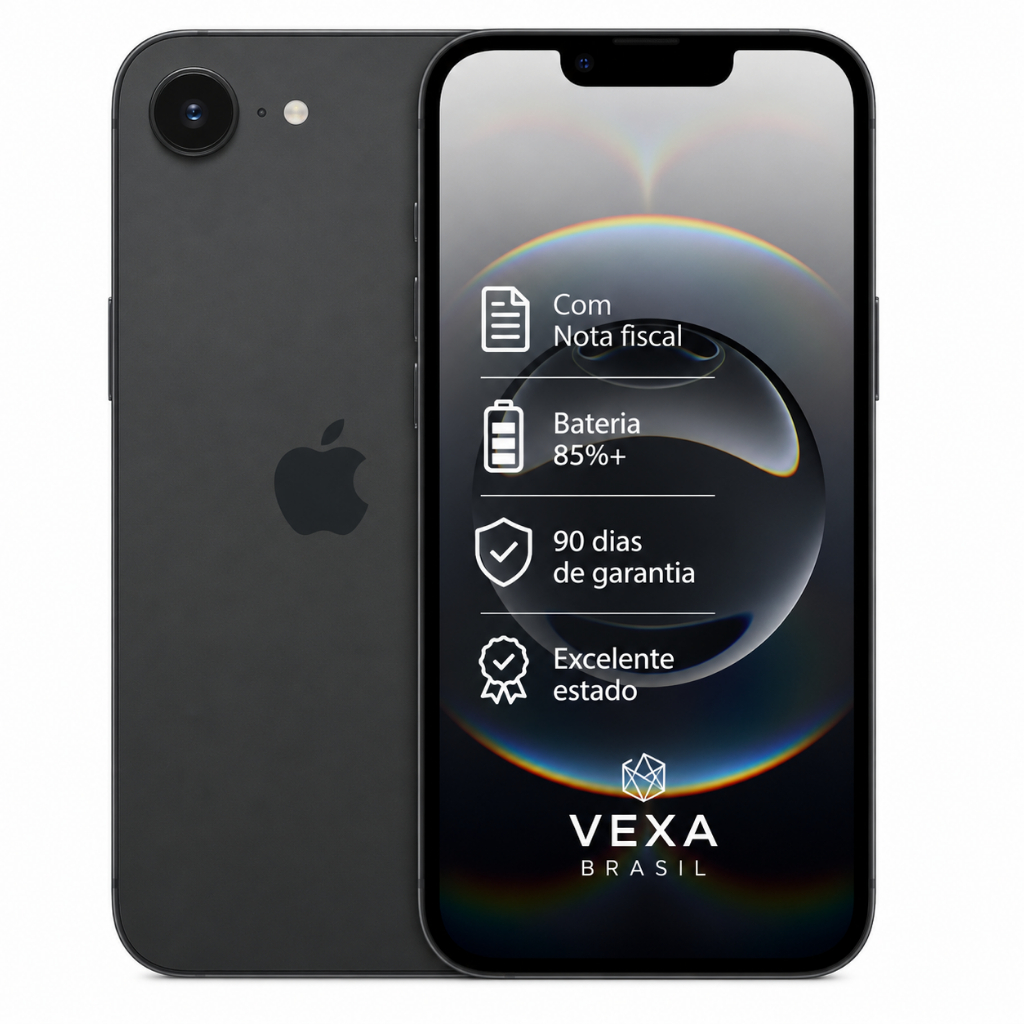 Apple iPhone 16e 128GB Preto | Semi Novo Premium | Bateria Mínima 85%