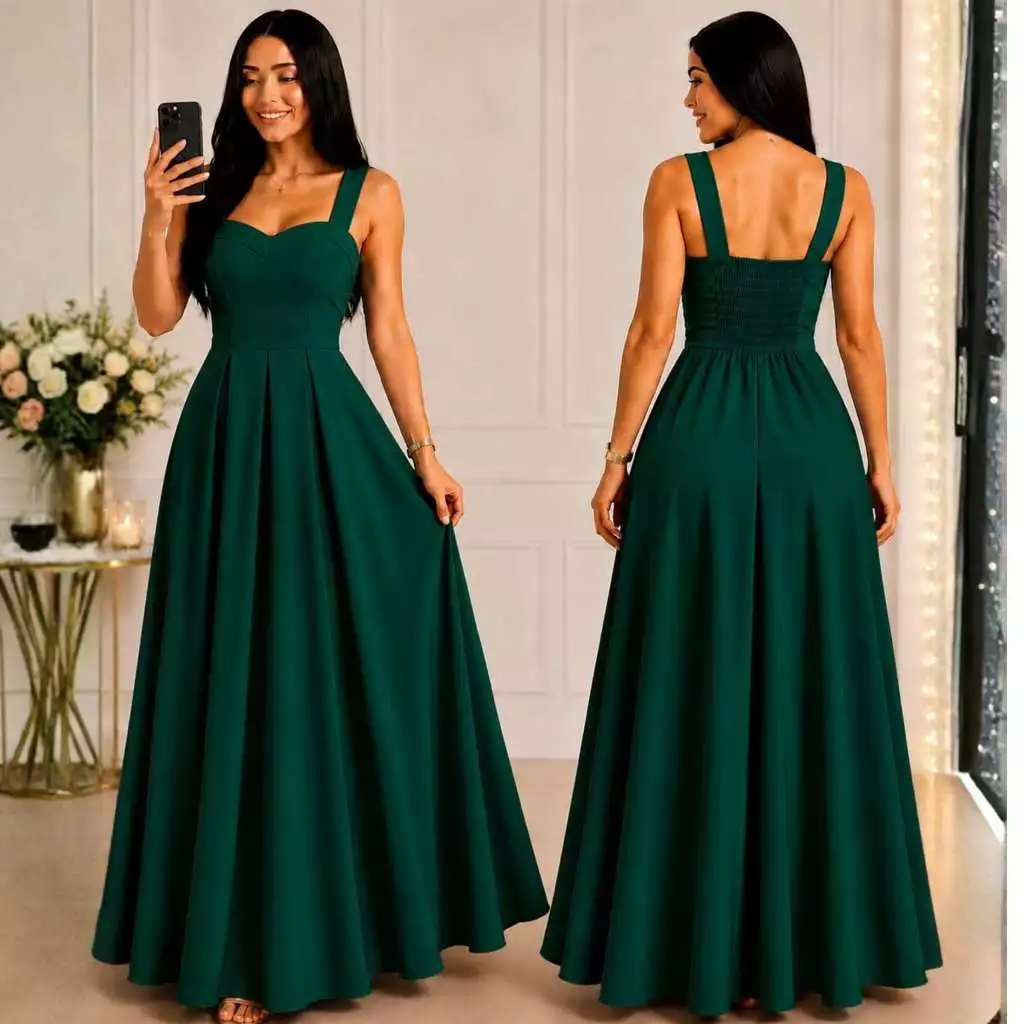 Vestido Longo Festa Feminino Duna Linho Elegante formatura casamento Não Amassa Tamanho M ao G1 Pronta Entrega 2026 — imagem 1