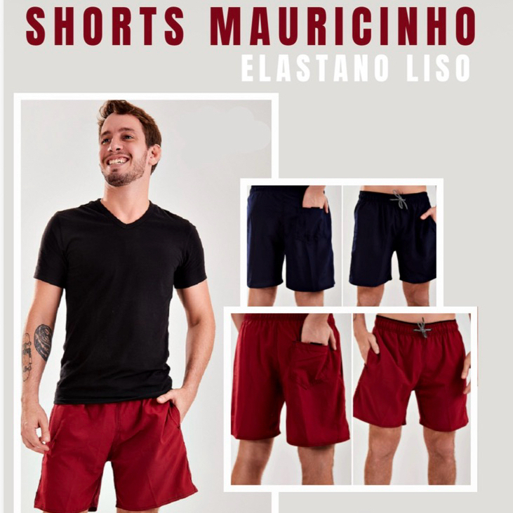 KIT 3 Bermudas Masculina com Elastano Tactel cores sortidas