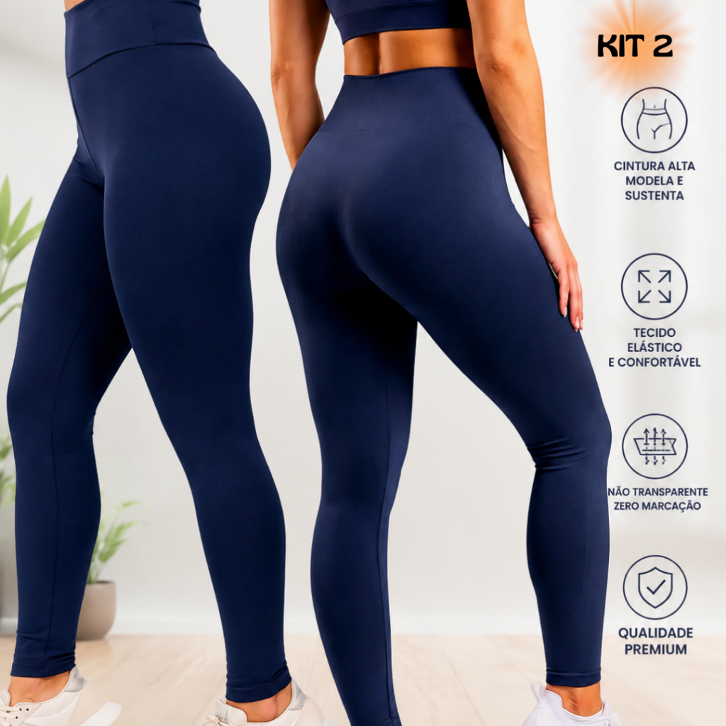 Kit 2 Calça Legging Flanelada Grossa Peluciada Fitness Academia Confortável