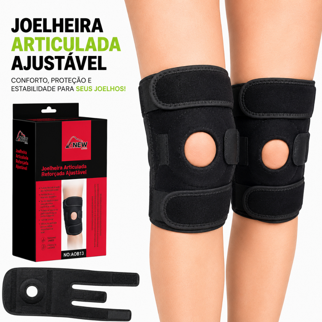 Joelheira de Compressão Ortopédica Articulada Reforçada e Ajustável