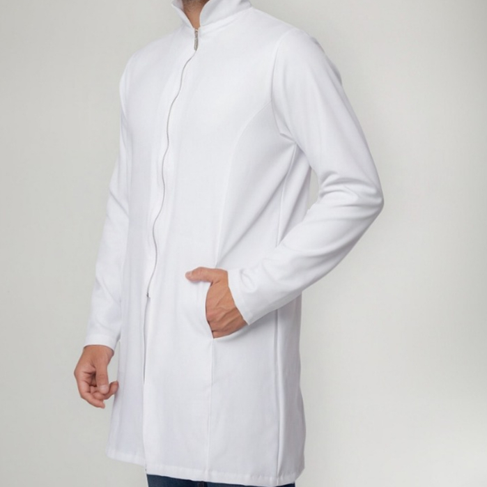 aleco Masculino Slim Gola Padre Two Way Com Zíper Elastano Uniforme Enfermagem Medicina Saúde