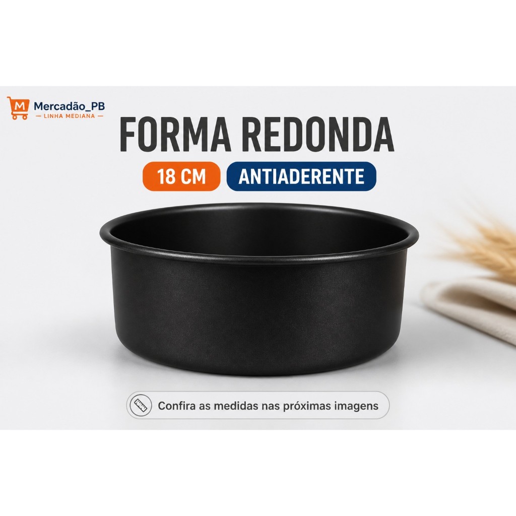 Forma Redonda Antiaderente 18cm Para Air Fryer e Forno