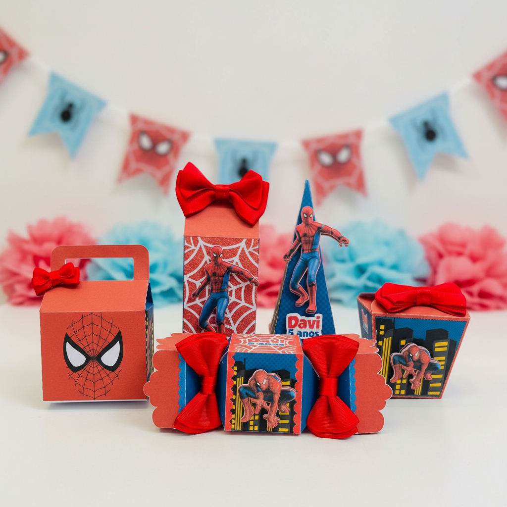 Kit Caixinhas Personalizadas Homem-Aranha – Lembrancinhas para Festa Infantil