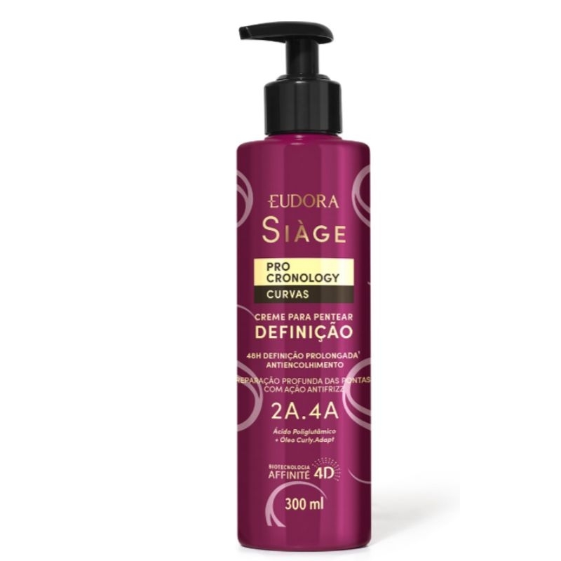 Creme Para Pentear Eudora Siàge Pro Cronology Curvas Definição 300ml Cachos 2A a 4C