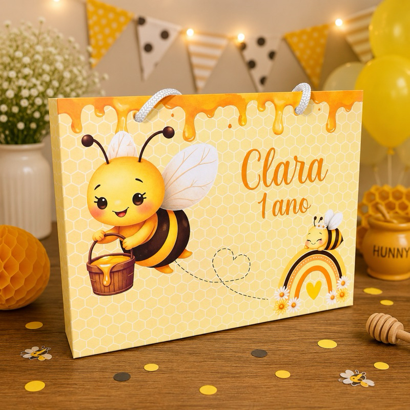 Sacolinhas Personalizadas Festa Abelhinha - Lembrancinha Festa Abelhinha