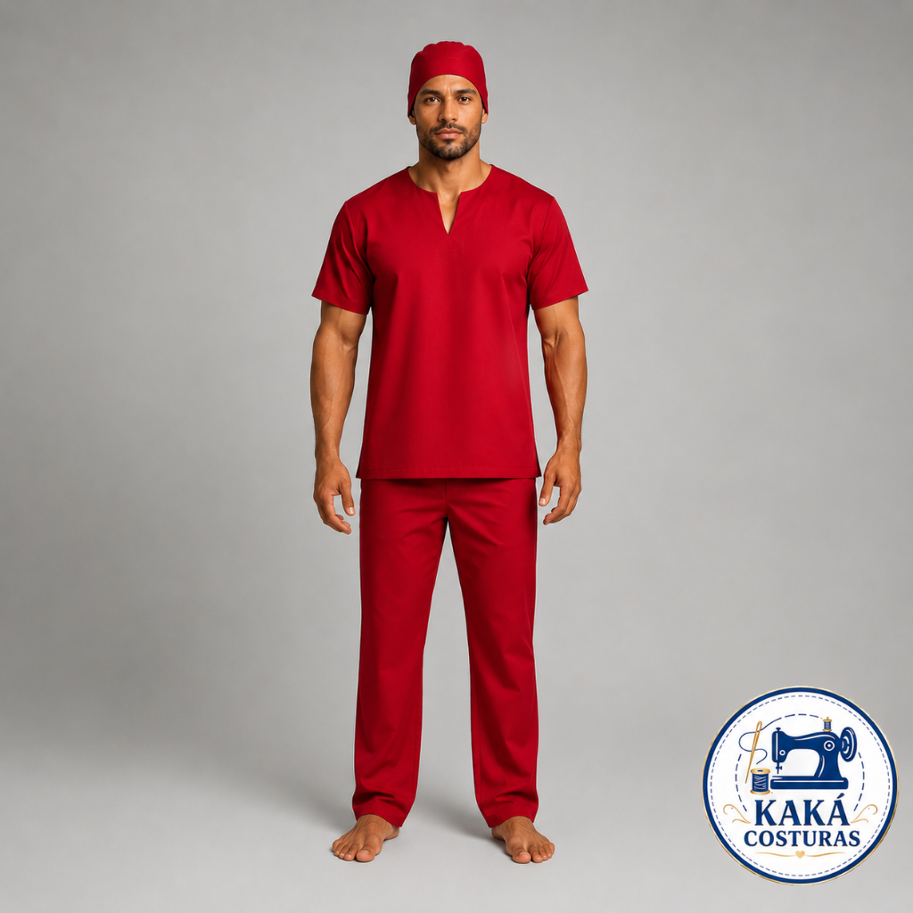 Roupas Masculino Umbanda Candomblé quimbanda Oxford Vermelho Roupa Religiosa Premium Calça, Camisa, eketê, touca, boina