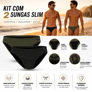 Kit 2 Sunga slim slip forrada