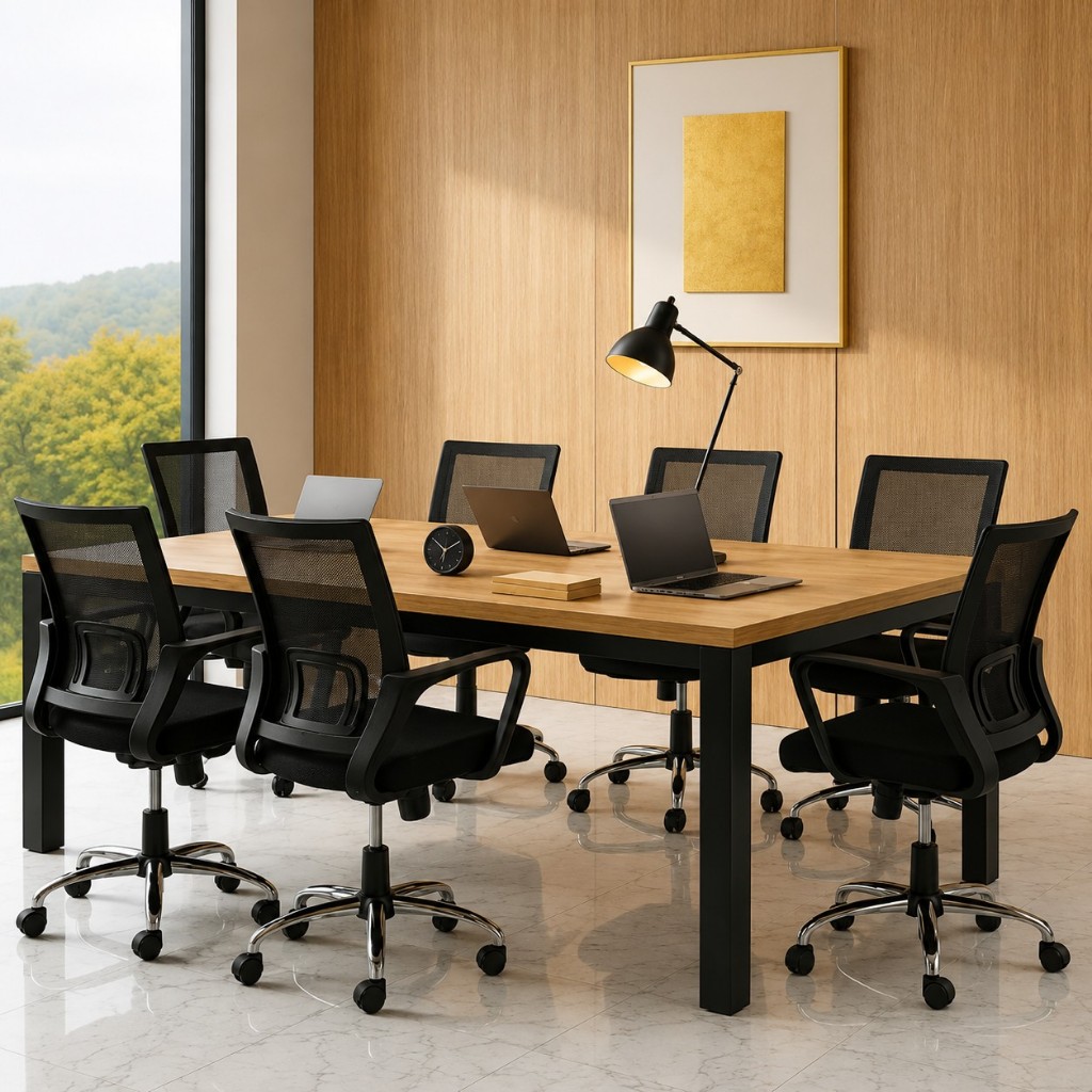 Mesa Para Reunião 8 Lugares150x90 Industrial Vintage Mdp Lamina Mel