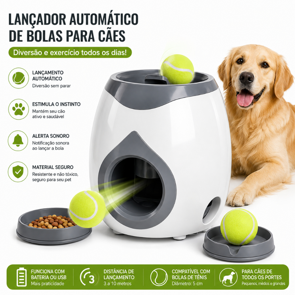 Brinquedo Interativo para Cães com Dispensador de Petiscos + 2 Bolas