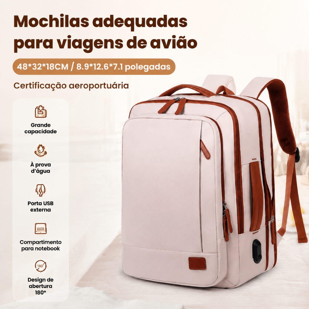 Mochila 4 em 1 grande com quick charge USB・compatível com notebook