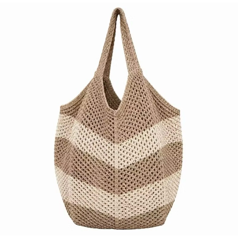 Bolsa de Crochê Feminina Praia com Babado Duplo Estilo Boho Chic