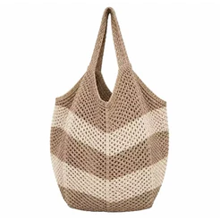 Bolsa de Crochê Feminina Praia com Babado Duplo Estilo Boho Chic
