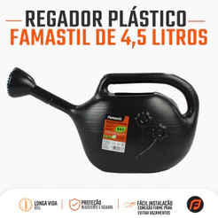 Regador de Plástico Famastil 4,5L Bico Chuveiro Jardim