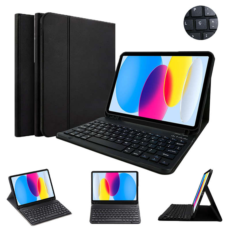 W.BILL Capa Teclado Touchpad Samsung Galaxy Tab S10 FE Plus 13.1Pol Premium Smart Case Bluetooth Transforma Em Notebook