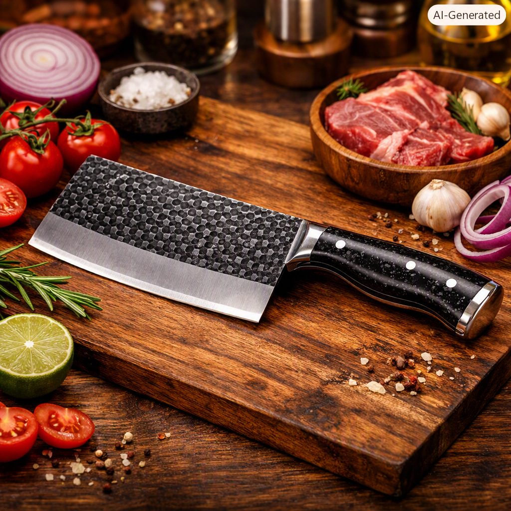 Cutelo Forjado Sultan Inox 30cm Profissional – Churrasco, Corte de Carnes, Alta Durabilidade