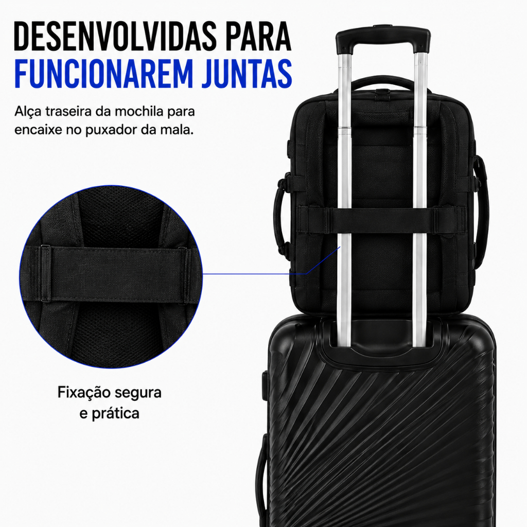 Kit Mala de Viagem Expansível 10kg e Mochila Grande para Viagens Bagagem Mão — imagem 2 de 2