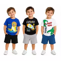 Kit 5 Conjuntos Sortidos Menino Verão Infantil Juvenil 2 ao 14 anos