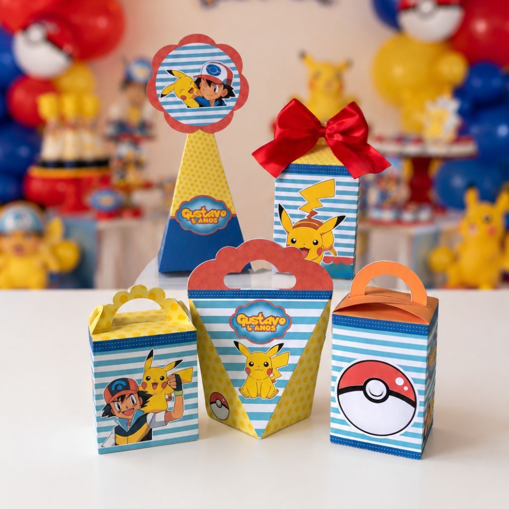 Kit Festa Personalizados Pokemon - Lembrancinhas - Caixinhas para festa Pokemon