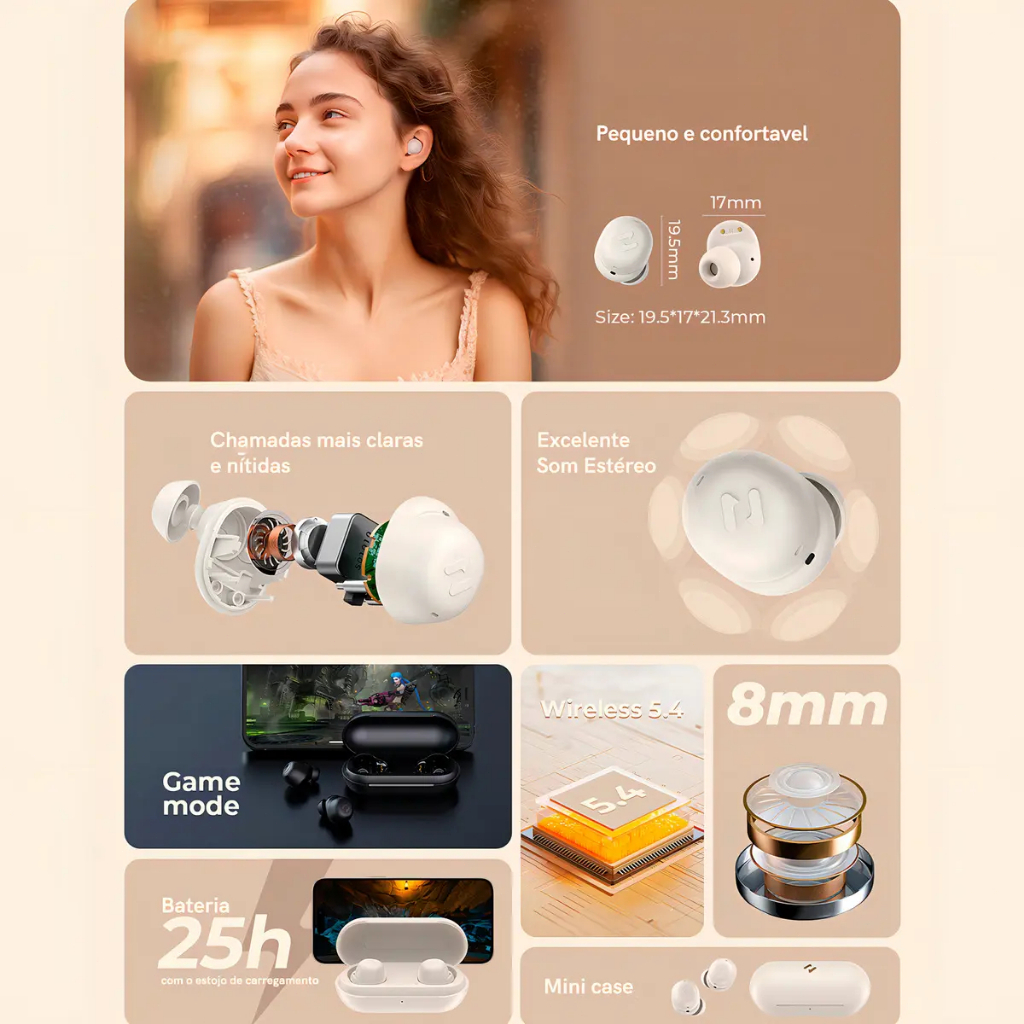 Fones De Ouvido Sem Fio Havit Tw969 Lite TWS Bluetooth 5.4 Com Microfone In Ear · foto 2