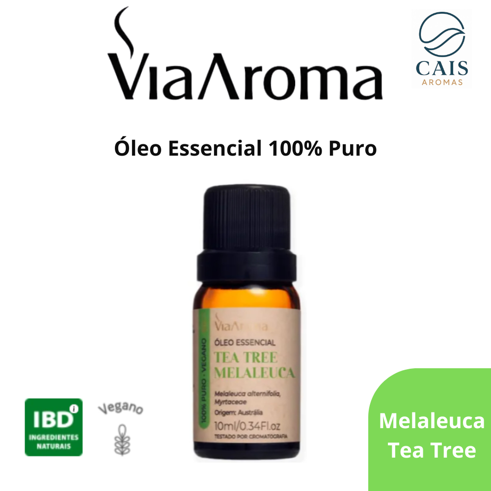 Óleo Essencial Melaleuca Tea Tree 100% Puro Via Aroma 10ml Original Aromaterapia