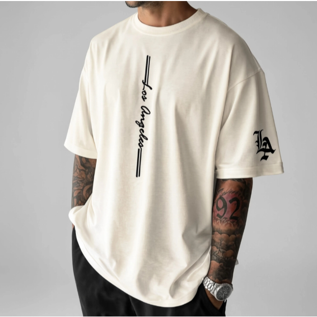 Camiseta Oversized Los Angeles Masculina Streetwear Camisa Premium Moda Urbana Unissex 100% Algodão