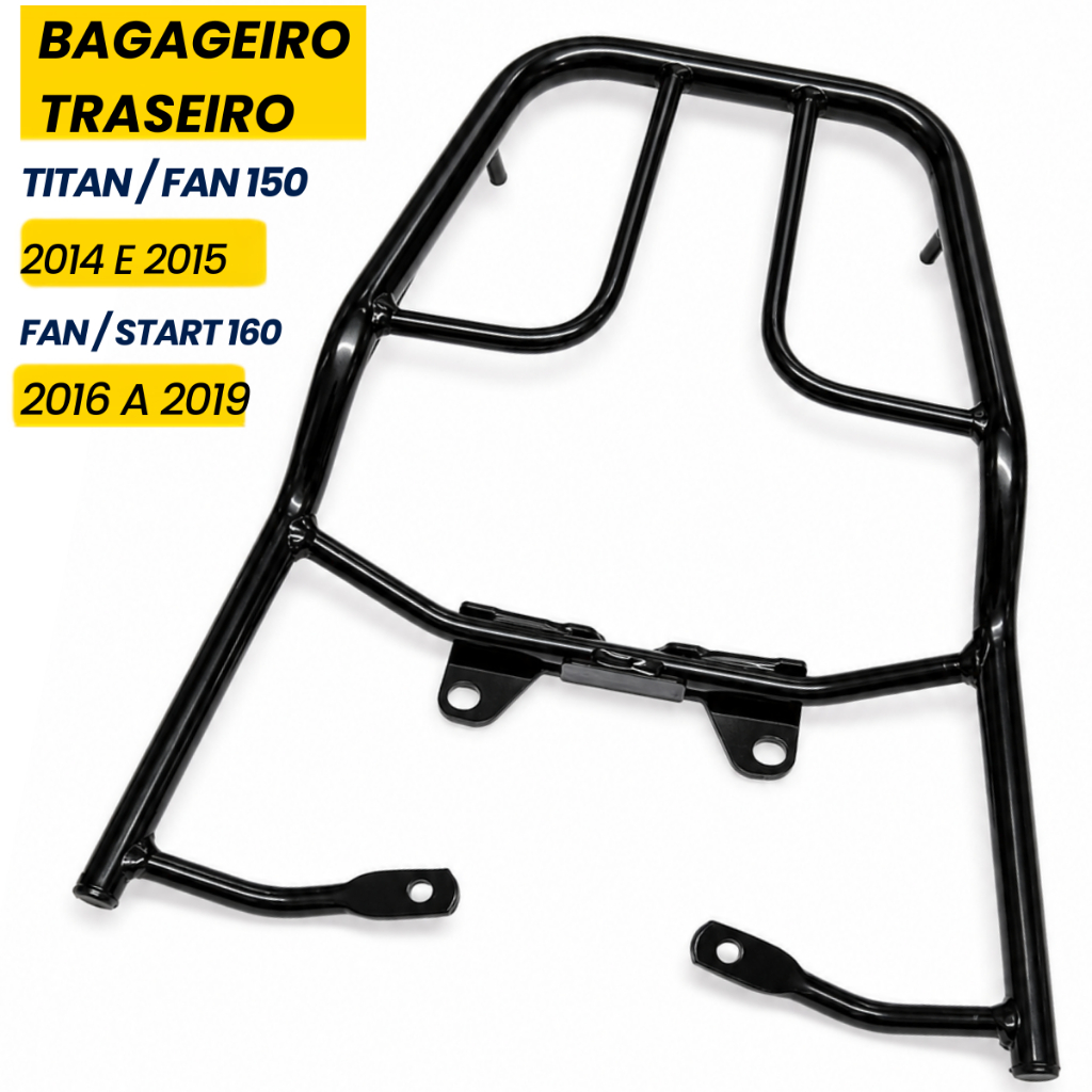Bagageiro Modelo Sansão Preto Titan Fan Start 150 160 2014 a 2019