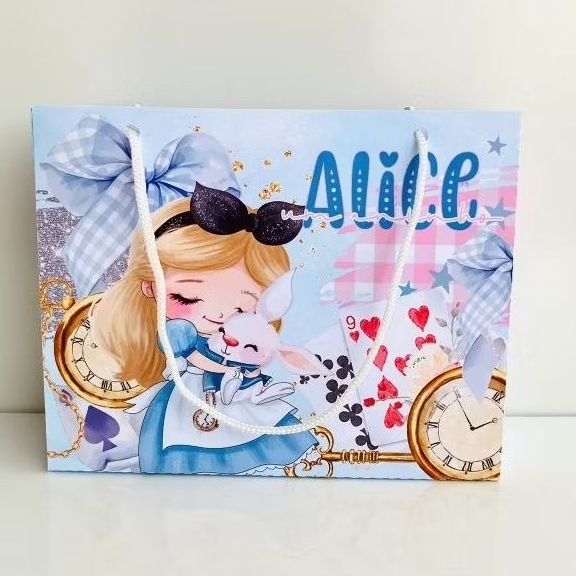 Sacolinha Alice no país das maravilhas/Sacolinha personalizada/Lembrancinha para festa infantil