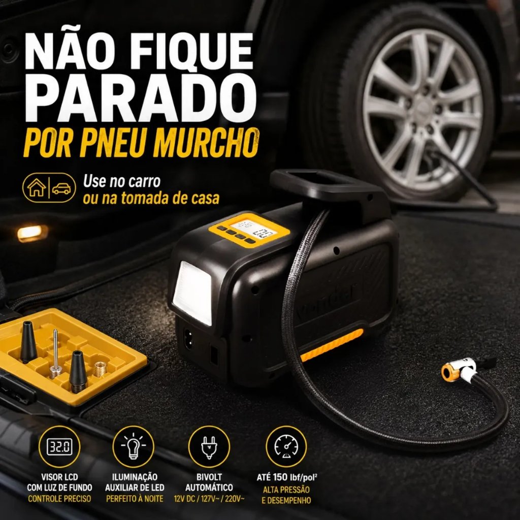 Compressor De Ar Automotivo Digital 12v Bivolt Cav150 Vonder Pneu Bola Inflavel — imagem 2 de 2