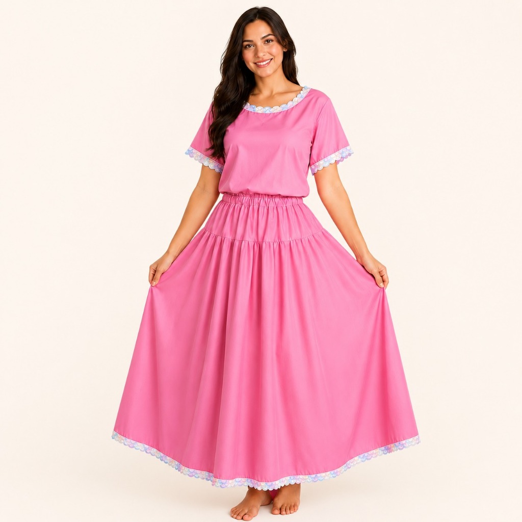 Conjunto Feminino Erê Umbanda Candomblé Camisu E Saia Com Renda P Ao GG