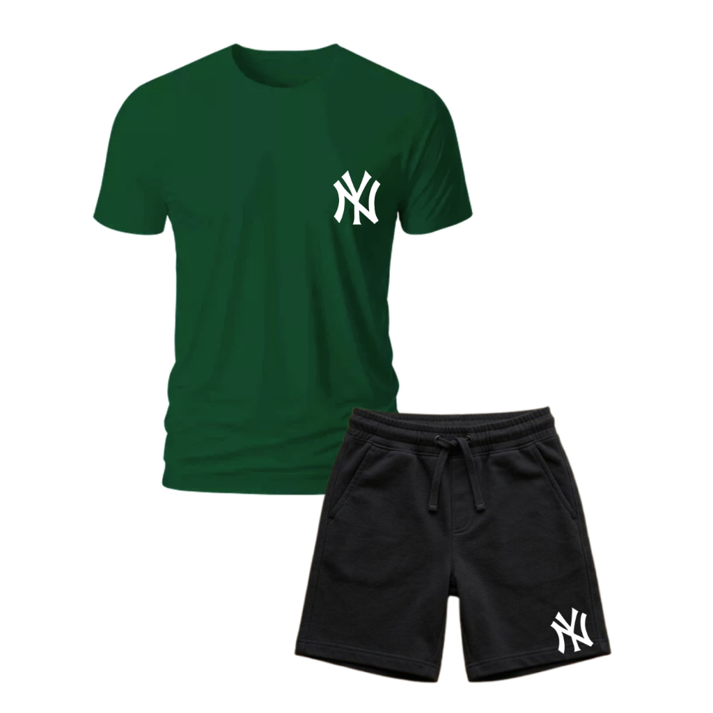Conjunto Masculino Camiseta + Bermuda Casual Estilo Esportivo em Algodão Infantil Meninos