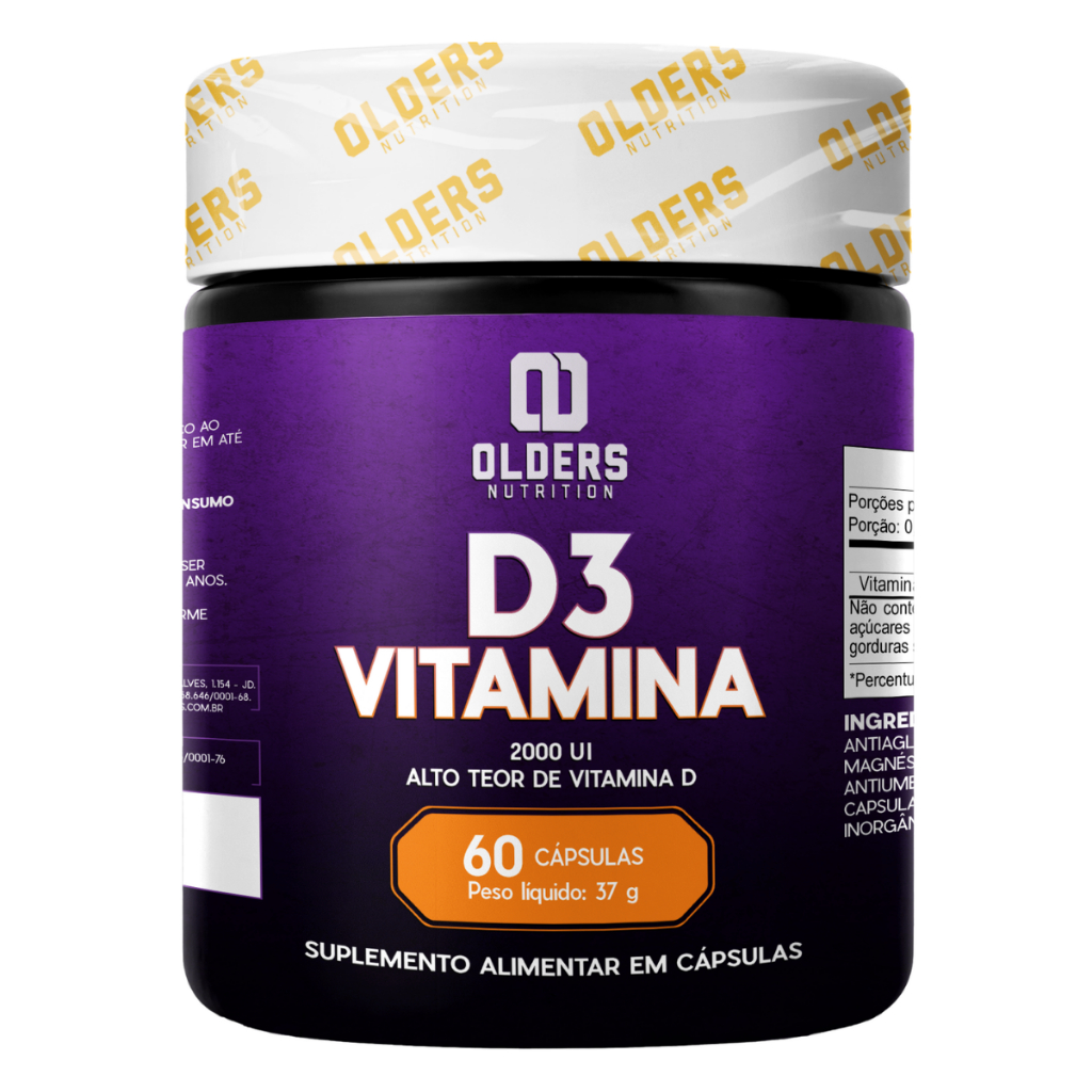 Vitamina D3 2000 UI 60 Cápsulas Olders Nutrition + Auxilia na Absorção de Cálcio + 50 mcg por Cápsula