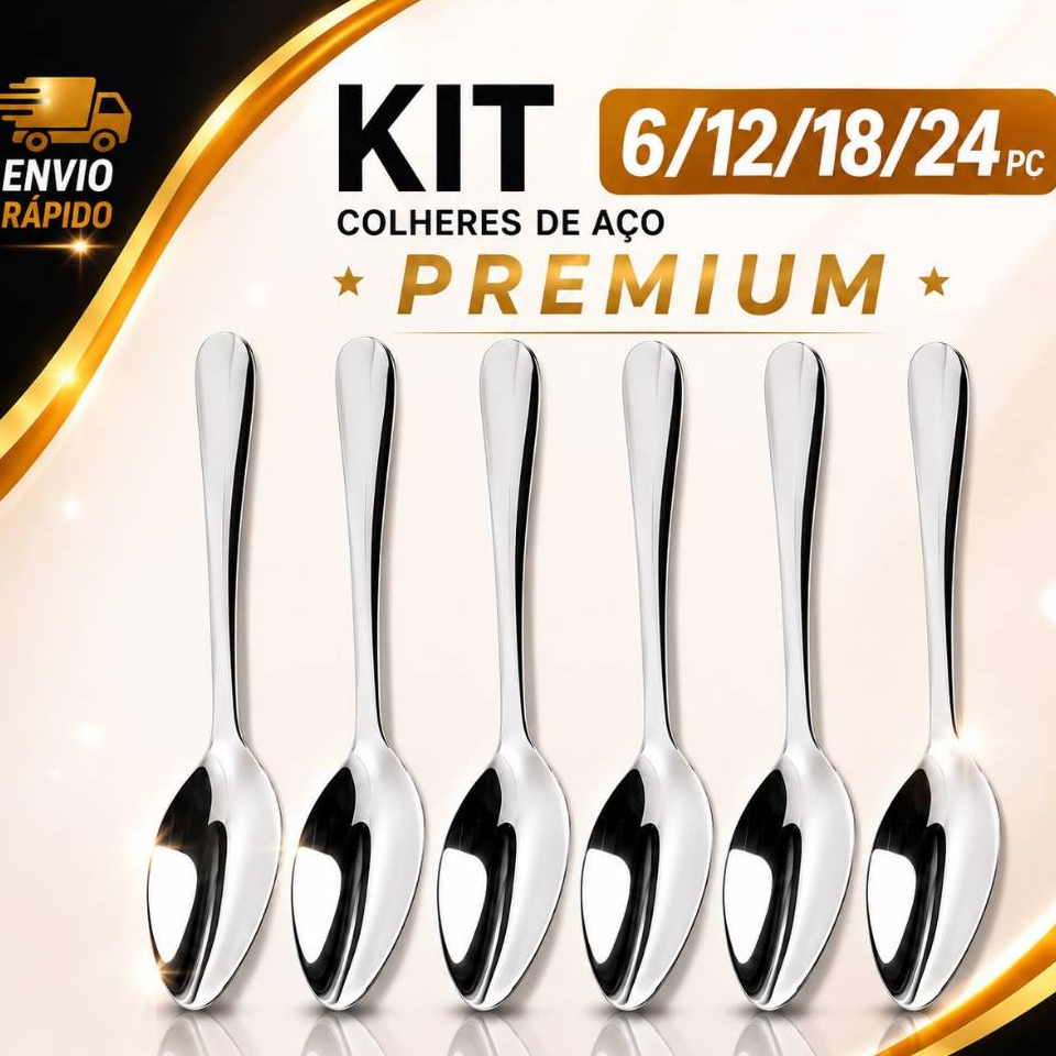 Kit Colher de Mesa Aço Inóx Cozinha - PROMOÇÃO