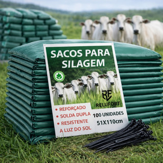 Sacos Para Silagem Verde 51 X 110cm 100un + 100 Abraçadeiras