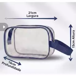 Necessaire Transparente PVC Cristal Organizadora Maquiagem Viagem Academia Higiene Impermeável 21x15x10cm