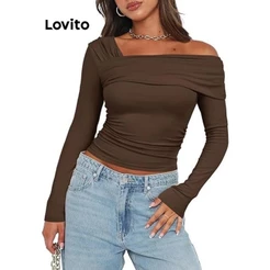 Lovito Blusa Feminina Manga Comprida Assimétrica TSNS56BX321