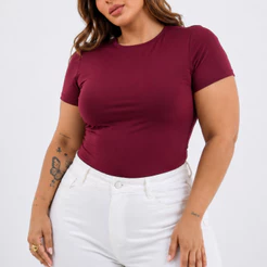 Blusa feminina básica plus size suplex manga curta de alta compressão ideal para o dia a dia