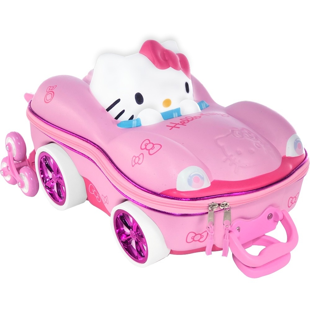 Mochila Infantil Escolar Hello Kitty Carro com Rodinhas Max Toy