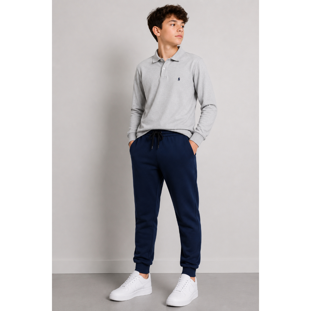 Calça de moletom flanelada com punho masculina infantil e juvenil tam 4 ao 16