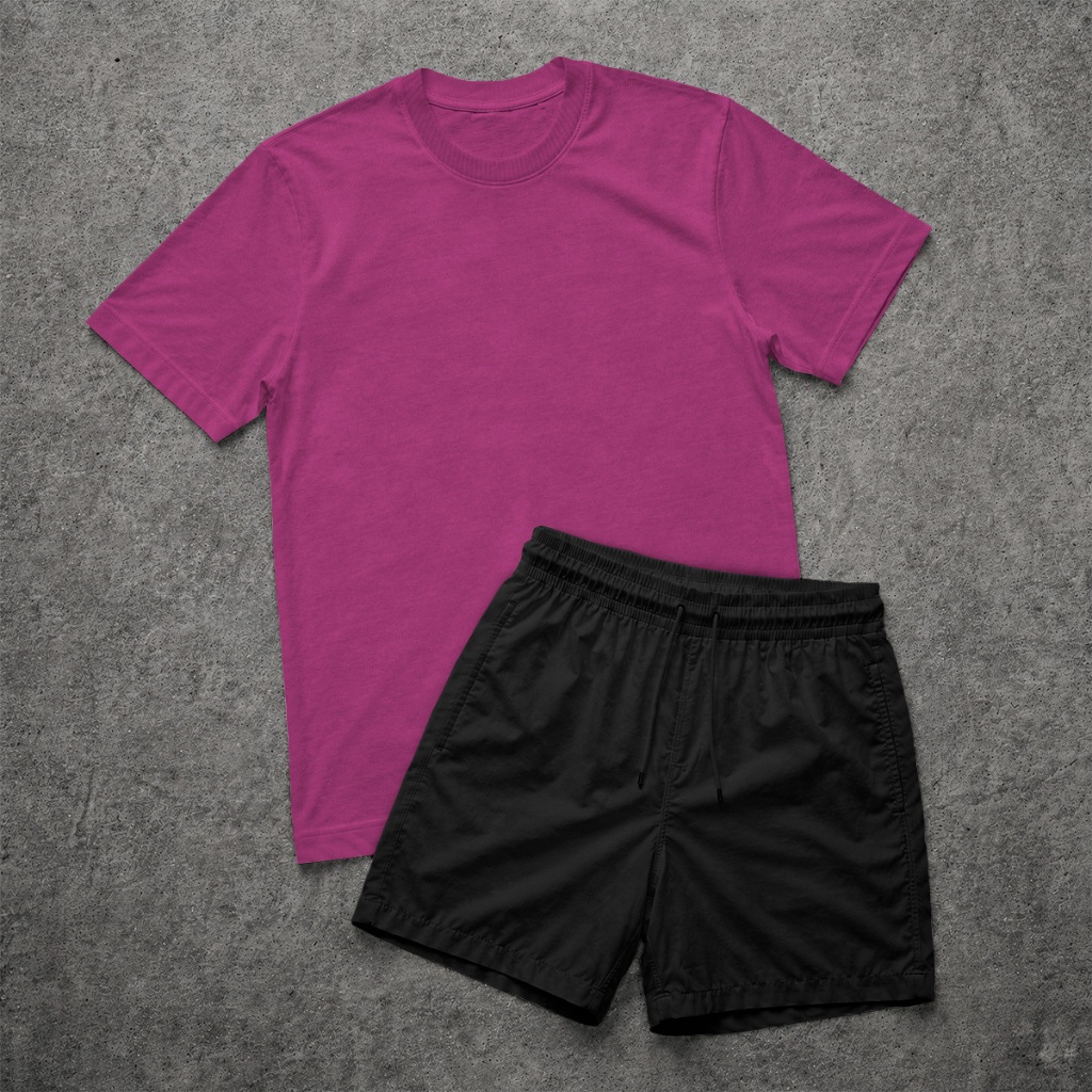 Conjunto Masculino Camiseta 100% Algodão + Short com Elastano Casual Confortável Verão