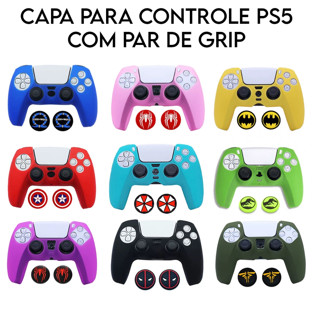1 Capa Controle de Ps5 + 2 Grips, Case Material Silicone, Playstation 5 Premium Ótima Qualidade