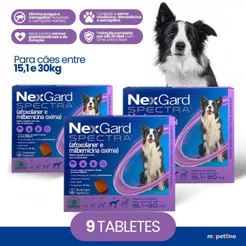 Kit 3 NexGard Spectra para Cães 15,1 a 30kg - 3 Tabletes