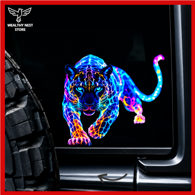 Adesivo Reflexível Leopardo Vibrante Neon Para Automóveis Carro Caminhão Motocicleta