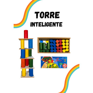 Torre Inteligente Jogo De Mesa Infantil Colorido Em Mdf 40 Peças