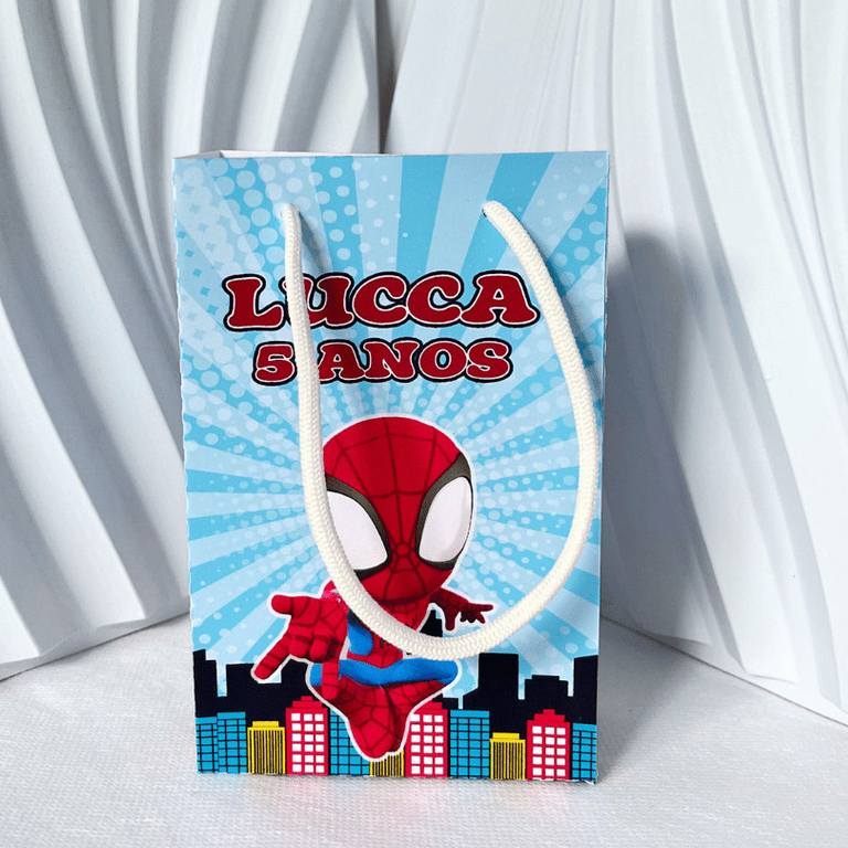 Sacolinha P Personalizada Homem Aranha Cute | Sacolinha Surpresa | Lembrancinha de festa | Aniversário Infantil
