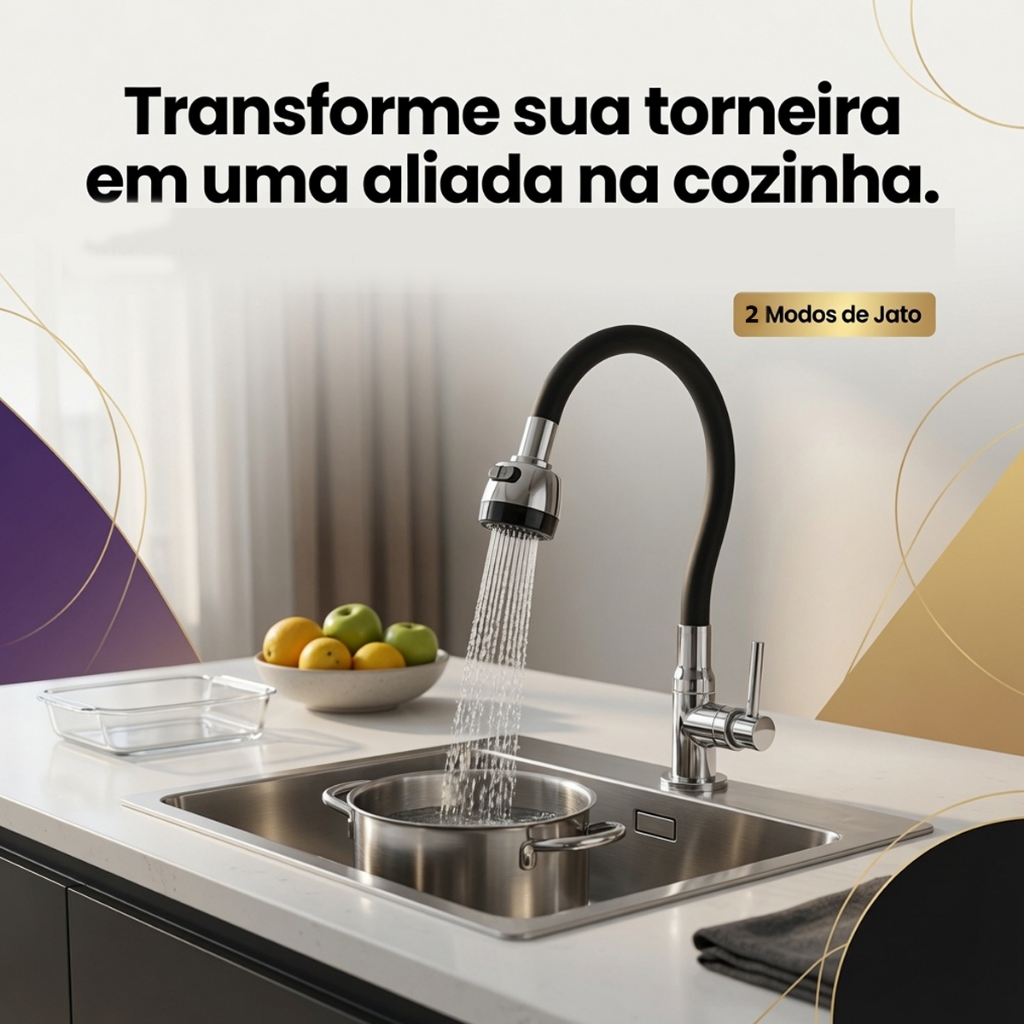 Bico de Torneira Cozinha 360º Arejador Pia jato Adaptador Extensor de Torneira Pia Cozinha