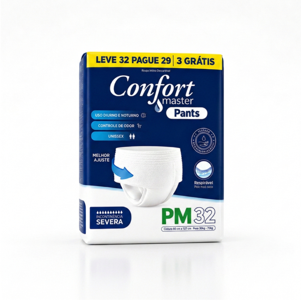 Fraldas Geriátricas Unissex Calcinha Cueca Incontinência P/M G/EG ConfortMaster Pants
