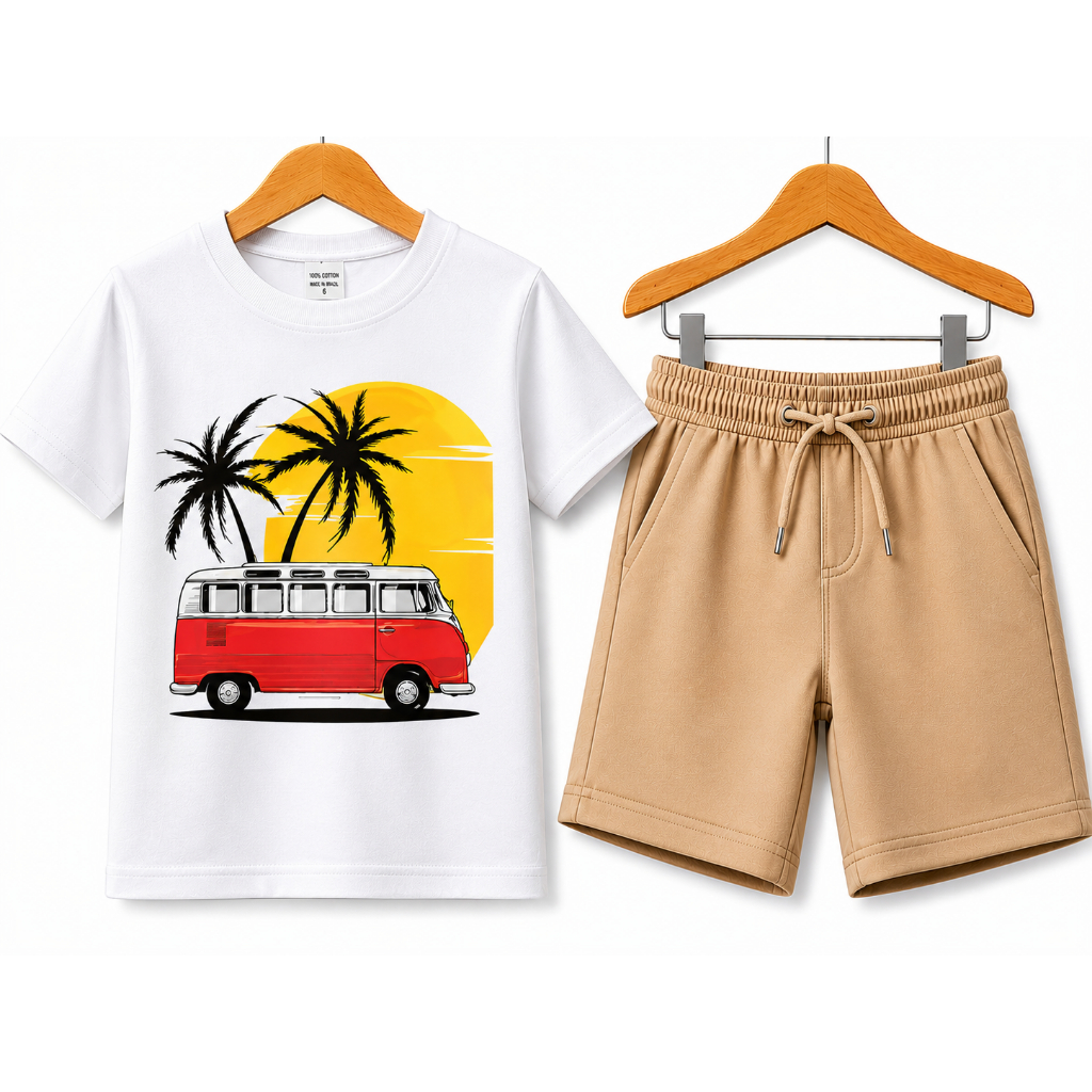 Conjunto Infantil Masculino Camiseta Masculina e Short Moletinho Algodão Conforto Criança Kids
