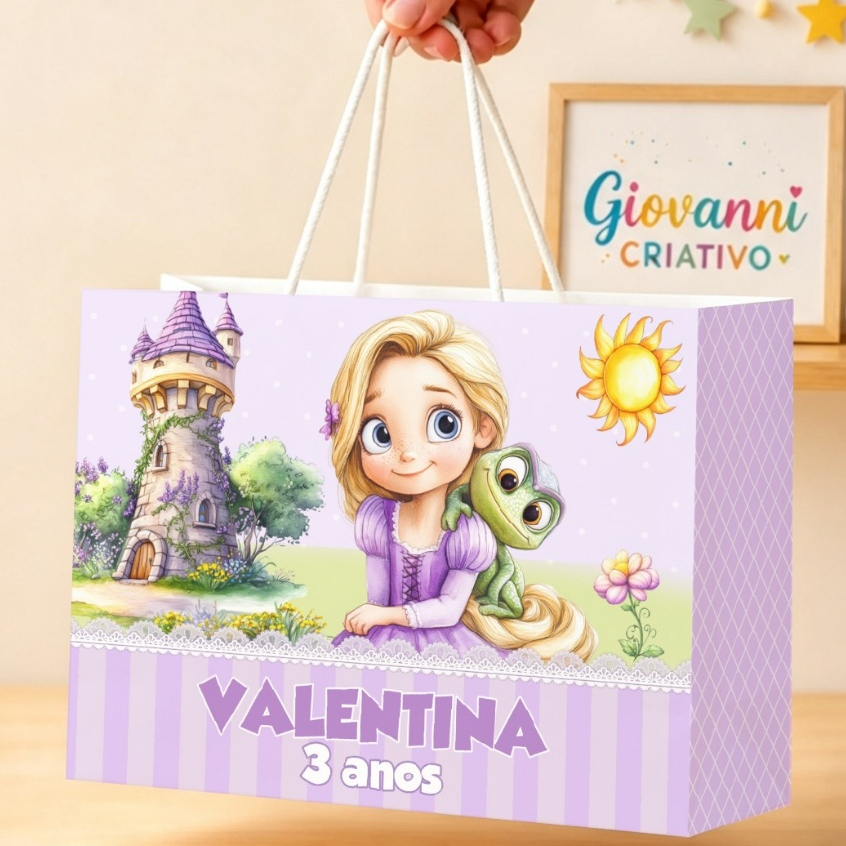 Sacolinhas Personalizadas RAPUNZEL CUTE | Lembrancinhas para Festa Infantil